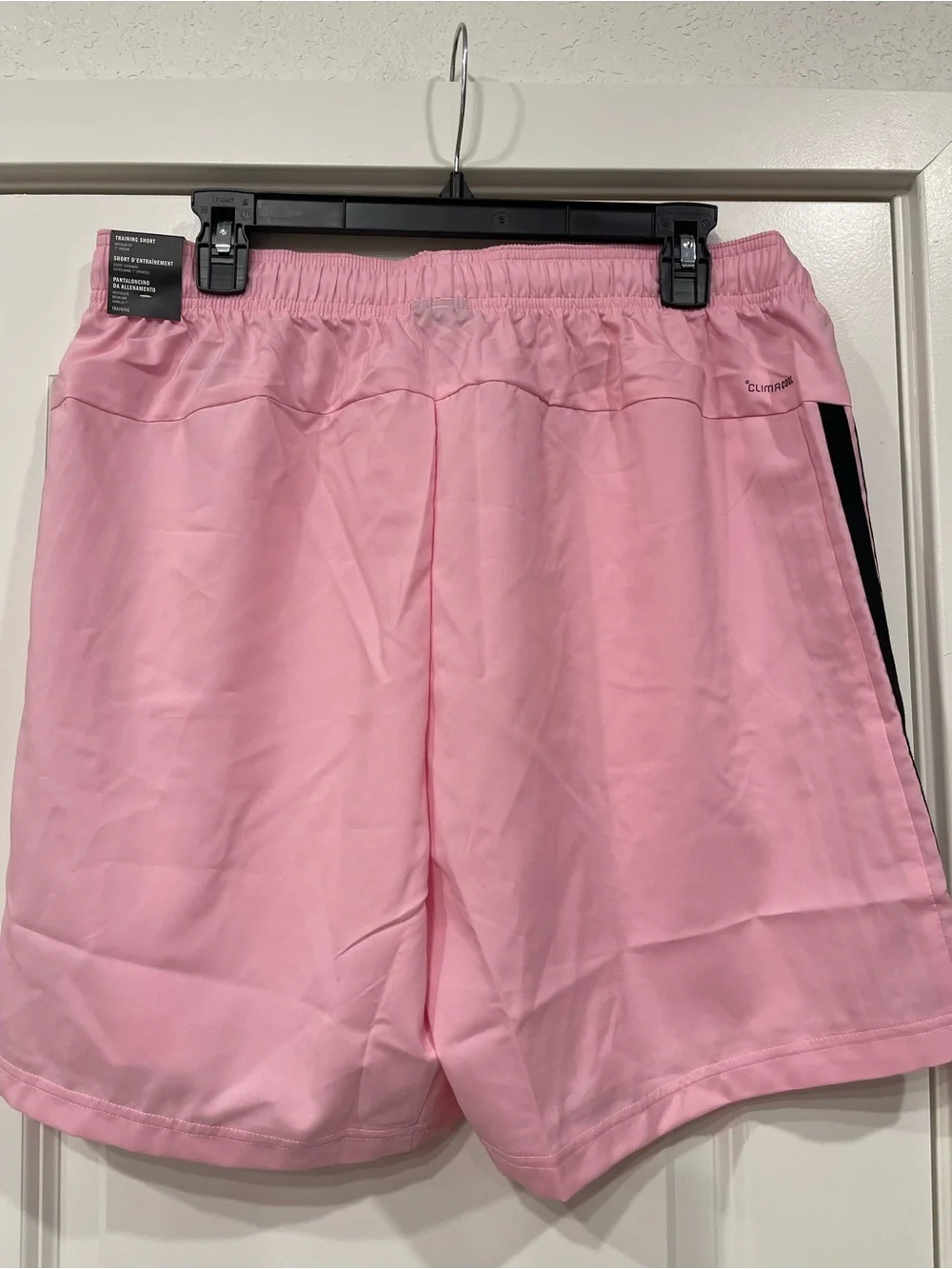 adidas Pink Athletic Shorts with Black Stripe Detail